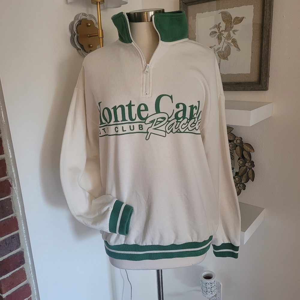 Zoe + Liv Monte Carlo Racinh Club 3/4 Zip Sweatshirt Large